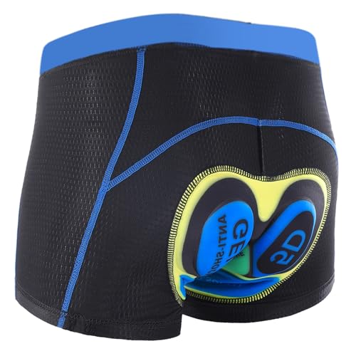 Calzas cortas ciclismo hombre HUIOP azul y amarillo miniatura 1