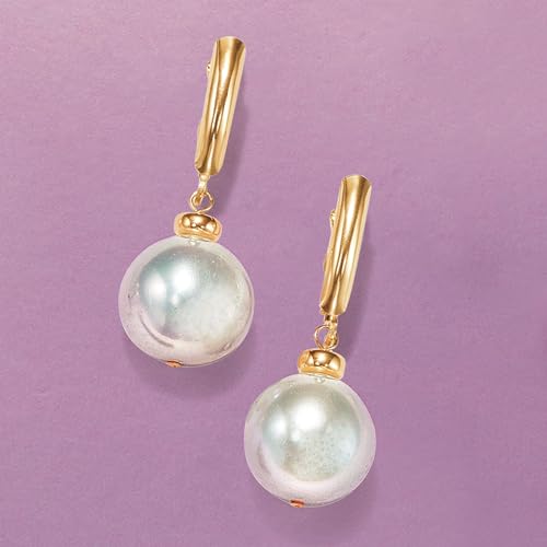 Ross-Simons 11.5-12.5mm Cultured Pearl Drop Earrings in 14kt Yellow Gold3