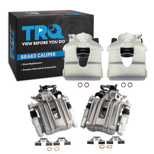 Image of TRQ Front and Rear Brake Caliper Set Zinc Coated Brackets Compatible with 1998-2010 Volkswagen Beetle 1999-2006 Golf