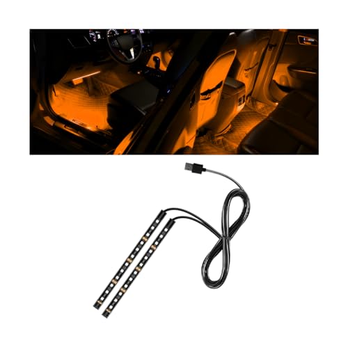 Ywdiml Car LED Strip Light, 12V 24 LED Vehicle Under Dash Neon Ambient Night Decor Lamp with USB Port, Automotive Interior Lighting Accessories, Universal for SUV Truck Sedan (Orange)