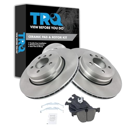 Image of TRQ Rear Brake Pad and Rotor Set Ceramic Compatible with 2006-2008 BMW 750i 750Li 760Li 2005-2006 760i