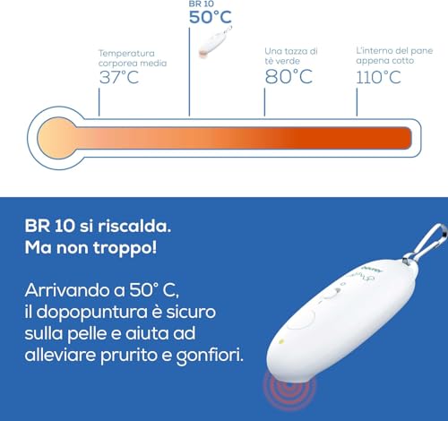 Beurer BR 10 Dopopuntura Compatto Aiuta Ad Alleviare Rapidamente Prurito e Gonfiore delle Punture di Zanzara E Morsi d'Insetto, Con Pratico Gancio Moschettone per averlo sempre con sè a Casa e Fuori - Immagine 5