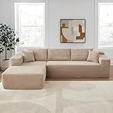 Modular Sectional Sofa Couch,L-Shape Upholstered Cloud Couch,Modern Minimalist Couches for Living Room,Free Combination Deep Seat Corner Couches(Camel, Corduroy,Left Facing Chaise)