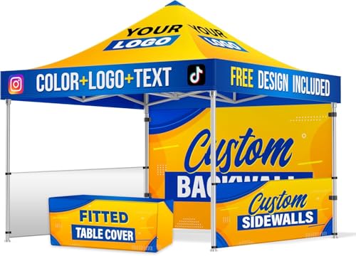 Custom Canopy with Logo by DOT4DOT for 10x10 Pop Up Tent Personalized Customizable Heavy Duty for Events