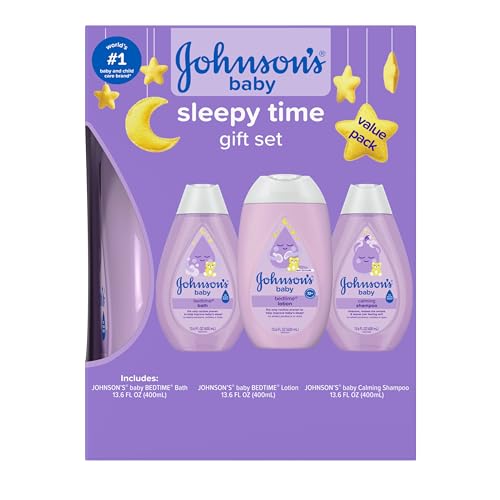 Johnson's Baby Sleepy Time Gift Set with Calming Bedtime Bath, Bedtime Lotion & Calming Shampoo, Baby Bedtime Essentials with Relaxing NaturalCalm Aromas, Hypoallergenic, 3 Items