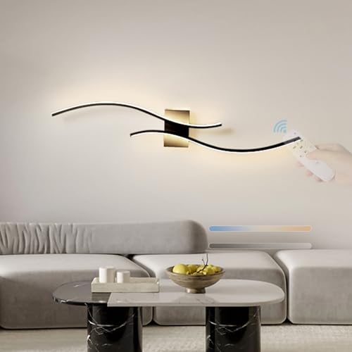 Apliques de pared LED regulables de 60cm en aluminio negro con mando a distancia para salon