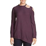 Love Scarlett Women's Plus Size Long Sleeve Pullover Asymmetrical Cold Shoulder & Hem, Purple Haze, 1X