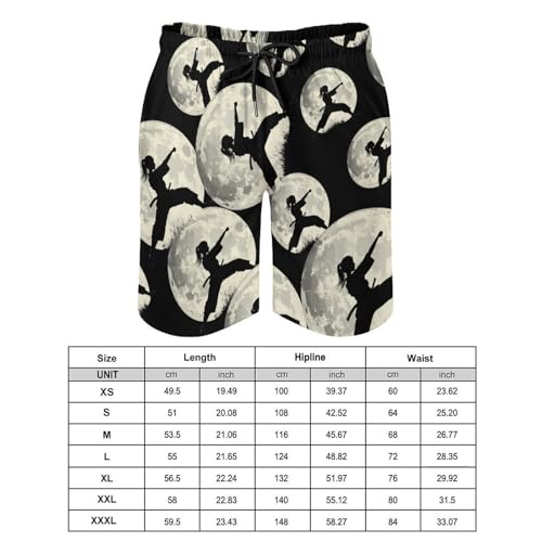 Taekwondo Girl in The Moon Men's Swim Trunks Quick Dry Board Shorts Hawaiian Beach Shorts With Pocket2