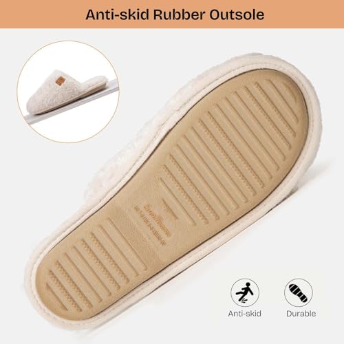 everfoams women39s fuzzy slip-on slippers warm cozy soft lightweight memory foam indoor house shoes