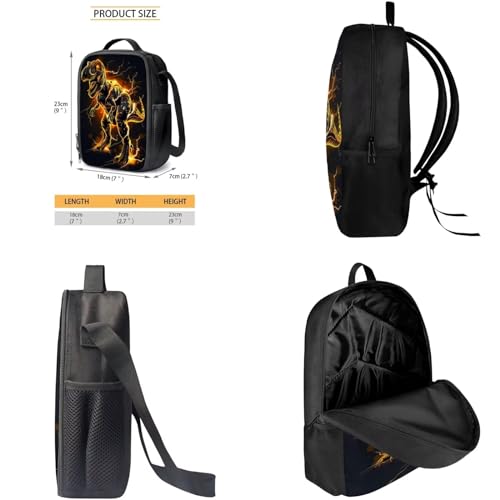 3 Pcs 3D Dinosaur Kids Backpack Sets, Boys 17 Inch School Backpack and Lunch Bag Set for Students, Large Capacity Durable Bookbag Set with Pencil Pouch4