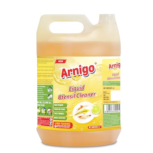 Arnigo Dishwash Gel Liquid – 5 Litre Refill Can | Lemon Fragrance | Cuts Through Tough Grease | Safe on Hands | No Residue | Fast & Hygienic Cleaning for All Utensils