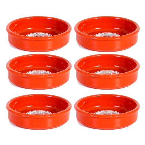 Tradineur - Pack de 6 Cazuelas Redonda de Barro - Apta para vitro y Horno - Ideal para guisos y asados caseros - Ø 10 cm
