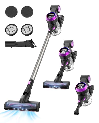 Image of HawKam Cordless Vacuum Cleaner, 30Kpa 280W Powerful Suction Vacuum with LED Display, Brushless Motor, 55Min Runtime, 1L Dust Cup & 60dB Ultra-Quiet Lightweight Stick Vacuum for Home (Straight Tube)