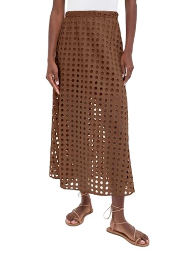 Ailoqing 2026 Summer Casual Long Skirt for Women Cotton Eyelet
