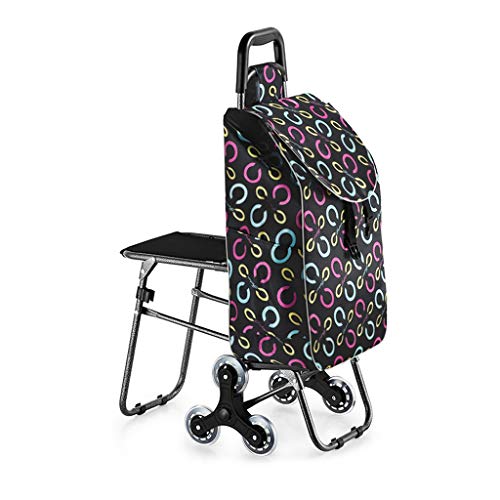 LICHUAN Shopping Cart Shopping Trolley with Seat Trolley Travel Bag Foldable Grocery Shopping Cart Climb Stairs Trolley Case Handdrawn Trolley 34.6 Inches High Grocery Cart (Color : Style 10)