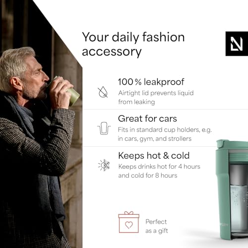 Image of LARS NYSOM Thermo Coffee Mug to go 17oz | Travel Mug 0.5 Liter with Insulation | Leak Proof Stainless Steel Thermal Tumbler for Coffee and Tea on the Go (Aqua Turquoise, 17oz)