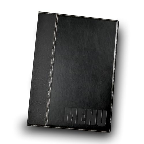 Deflecto Deluxe Range Menu Holder Wipe Clean Menu Display for Restaurants Cafés and Hospitality Durable Reusable Menu Presentation A4 Black