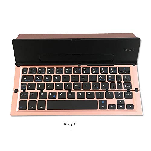 Preisvergleich Produktbild GCCLCF Klappbare Tastatur, Tragbare, Schlanke, Kabellose Bluetooth-Tastatur, Ständer Aus Aluminiumlegierung Mit Universal Für iPhone 7 / iPhone 7 Plus / Windows / Ios / Mac / Android-Tablet / Smartphone,Gold