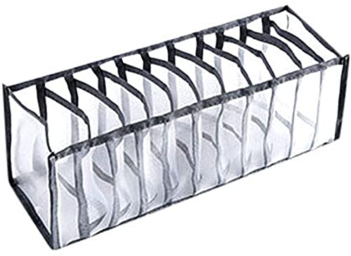 Underwear Drawer Organizer,7/11 Cell Foldable Closet Clothes Dividers Nylon Dresser Compartments Organizers Storage Boxes for Underwear, Panties, Socks, Stockings, Scarves, Ties & Bras (11 Cell-black)