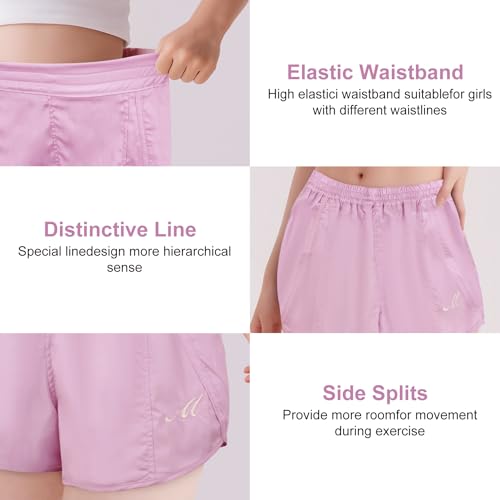 Girls Athletic Shorts Kids Running Sports Active Black Purple Pink Short for 9-10 Years Children3