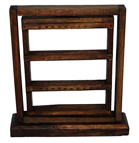 Présentoir à Boucles d'Oreilles en Bois Tourniquet Porte Bijoux Support Artisanal Rangement marron