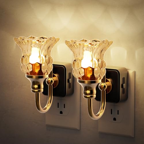 Image of JandCase Night Light, Floral Night Lights Plug into Wall 2 Pack