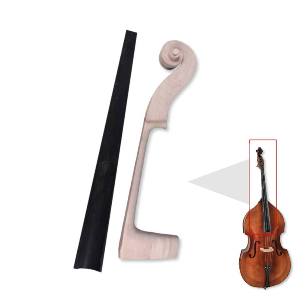 Kit tastiera e manico per contrabbasso verticale 3/4, tastiera in ebano/palissandro con testa in legno d'acero, per fai da te, parti di ricambio per contrabbasso (legno di ebano)