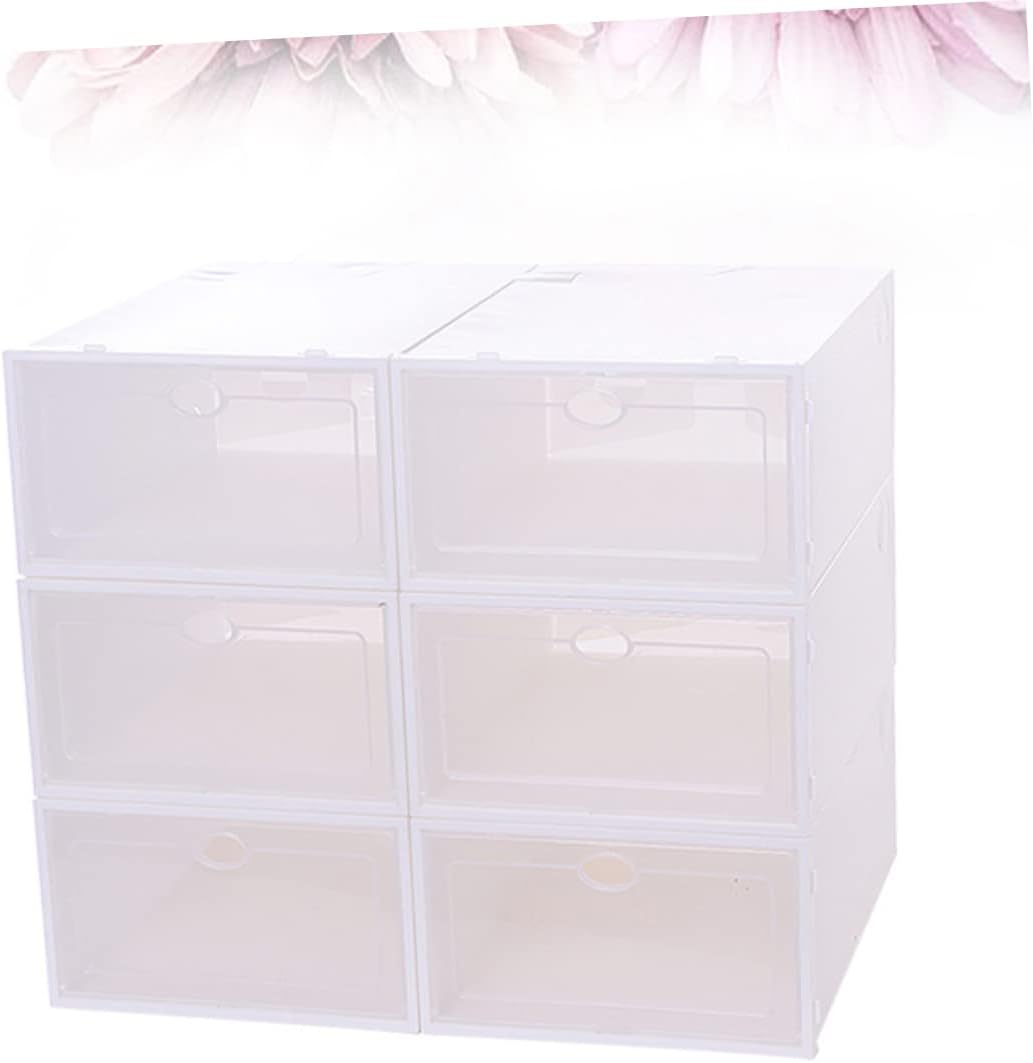 6pcs Stackable Thickened Plastic Shoe Boxes Organizing Storage Case for Shoes Storage Box for Men Women