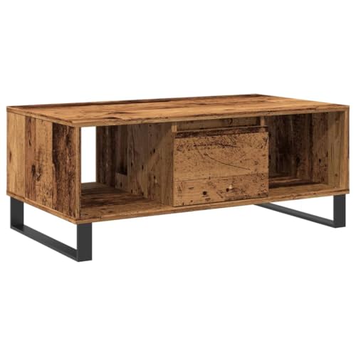 Table d'appoint industrielle en vieux bois et métal haut de gamme