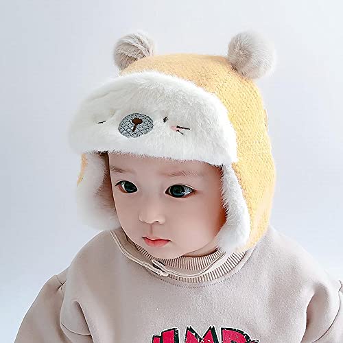 Image of XYX Crochet Earflap Pilot Hats Rabbit Ears Beanie Cap Winter Warm Knit Caps for Toddlers Baby Girls and Boys