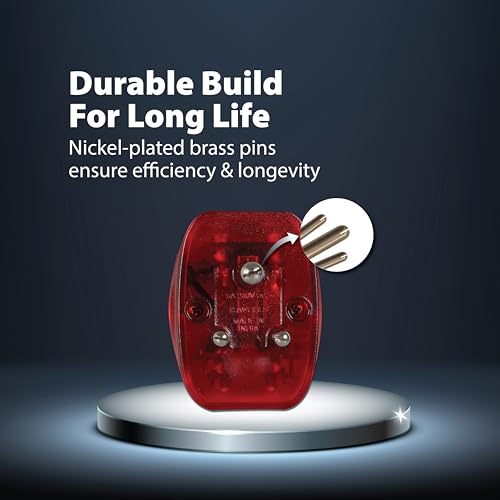 Image of Havells 3 Pin Universal Heavy Duty Nickel Plated Brass Adaptor, Rated with 6A, 240 V AC, LED Indicator for Visibility of ON /Off Status, Flame Retardant and UV Stabilized for Safety Assurance (White)