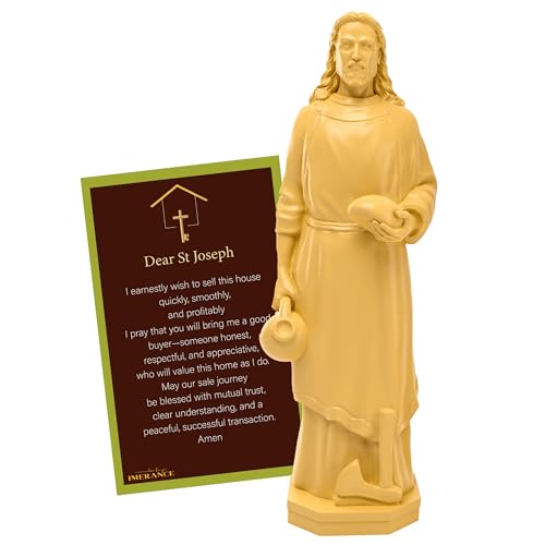 Imerance St Joseph Statue for Selling House Faith-Based St Joseph Statue with House Selling Prayer Card Ideal for Sell Homes Religious Activities(Ivory 4Inch 1pcs)