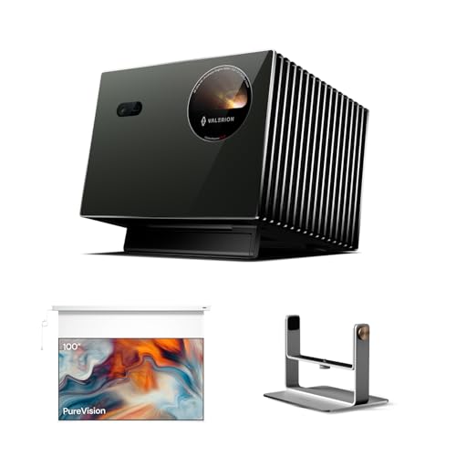 Image of Hidden Pro Picture Cinema Solution:AWOL Valerion Pro2 4K Laser Projector with 100"PureVision Motorized Projector Screen and Gimbal Stand