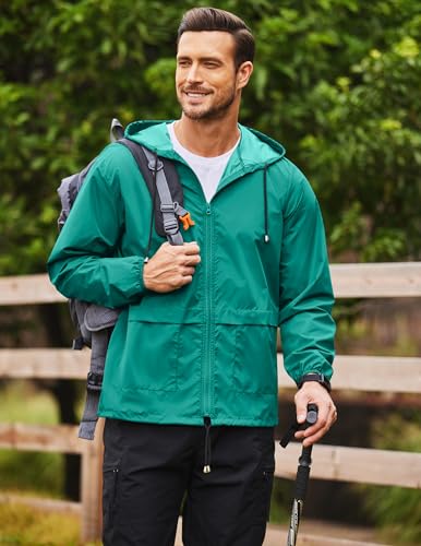 Image of COOFANDY Mens Packable Rain Jacket Lightweight Waterproof Raincoat with Hood Outdoor Rain Gear Travel Hiking Cycling