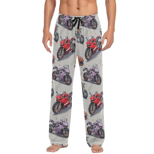 Red Blue Sportcar Pajama Pants Speed Racer Grunge Race Cars Men's Pajama Bottoms Lounge Sleepwear PJs Sleep Pants M