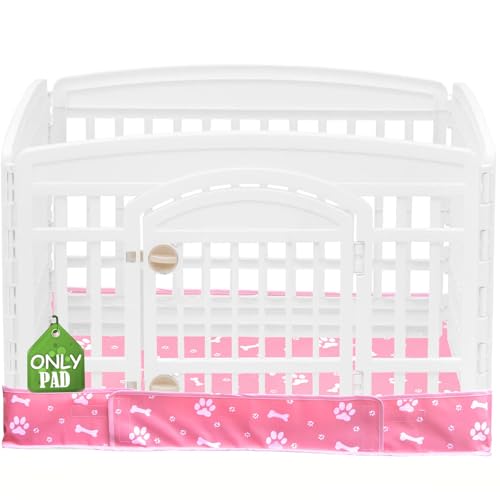 Dog Playpen Bottom Pad Fits for 36 Inch 4 Panels Exercise Pet Playpen, Dog Crate Pad Puppy Playpen Pad, Hoop and Loop Design (Note: Playpen Not Included). -Pink