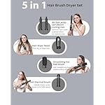 Hair Blow Dryer Styler Set, 5 in 1 Hot Air Brush Auto Wrap Curlers & Straightener & Volumizer Pro Kit, Ionic Technology, 60000RPM High Speed Drying, Round Comb Multi Styler Anion Electric - Image 2