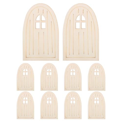 BESPORTBLE Wooden Elf Door 10Pcs Unpainted Miniature Fairy Doors for DIY Crafting Beige Wood Fairy Garden Decor Creative Small Door Set for Home Decoration