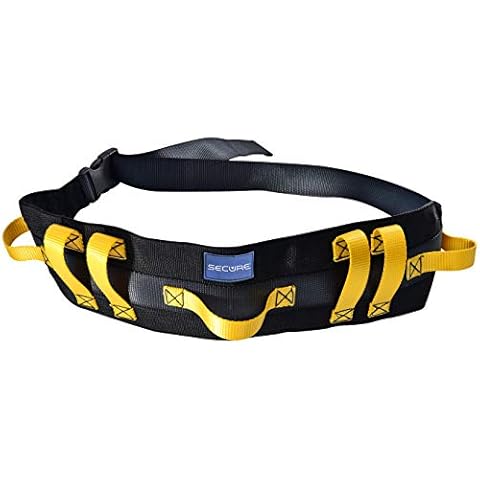 Secure STWB-62Y Heavy Duty Wide Transfer and Walking Gait Belt with 7 Caregiver Hand Grips - Patient Ambulation Assist Aid (65"L x 6"W, Yellow Handle (Ultra Wide w/EZ Buckle)) Cover