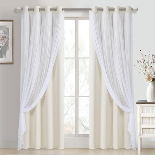 DWCN Blackout and Sheer Curtains with Tiebacks Layered Curtains for