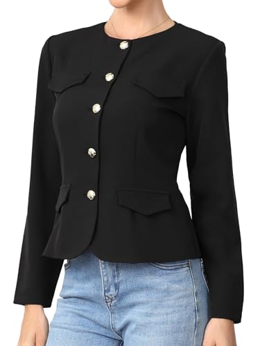 Blazer femme sans col Allegra K idéal pour le bureau et les sorties citadines