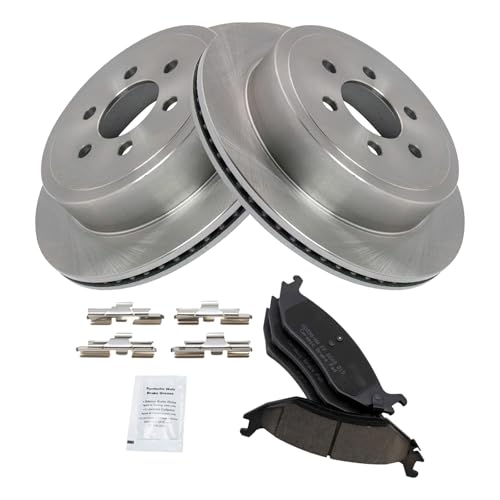 Image of TRQ Rear Brake Pad and Rotor Set Ceramic Compatible with 2003 Dodge Durango