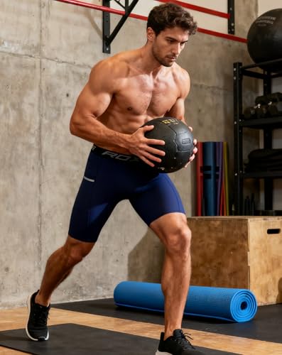 Image of Compression Shorts Men Spandex Sport Gym Shorts Athletic Workout Running Tights Training Underwear