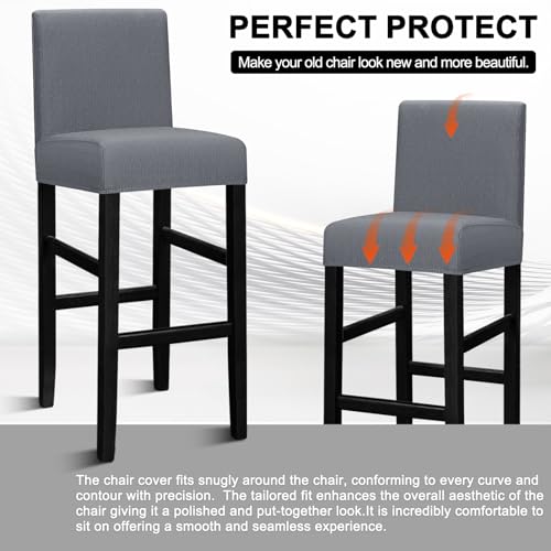 Lellen Bar Stool Chair Covers Set of 4 - Jacquard Bar Stool Covers with Backs Bar Chair Covers Counter Height Stool Covers Bar Stool Slipcovers High Stool Chair Covers for Kitchen Dining Room