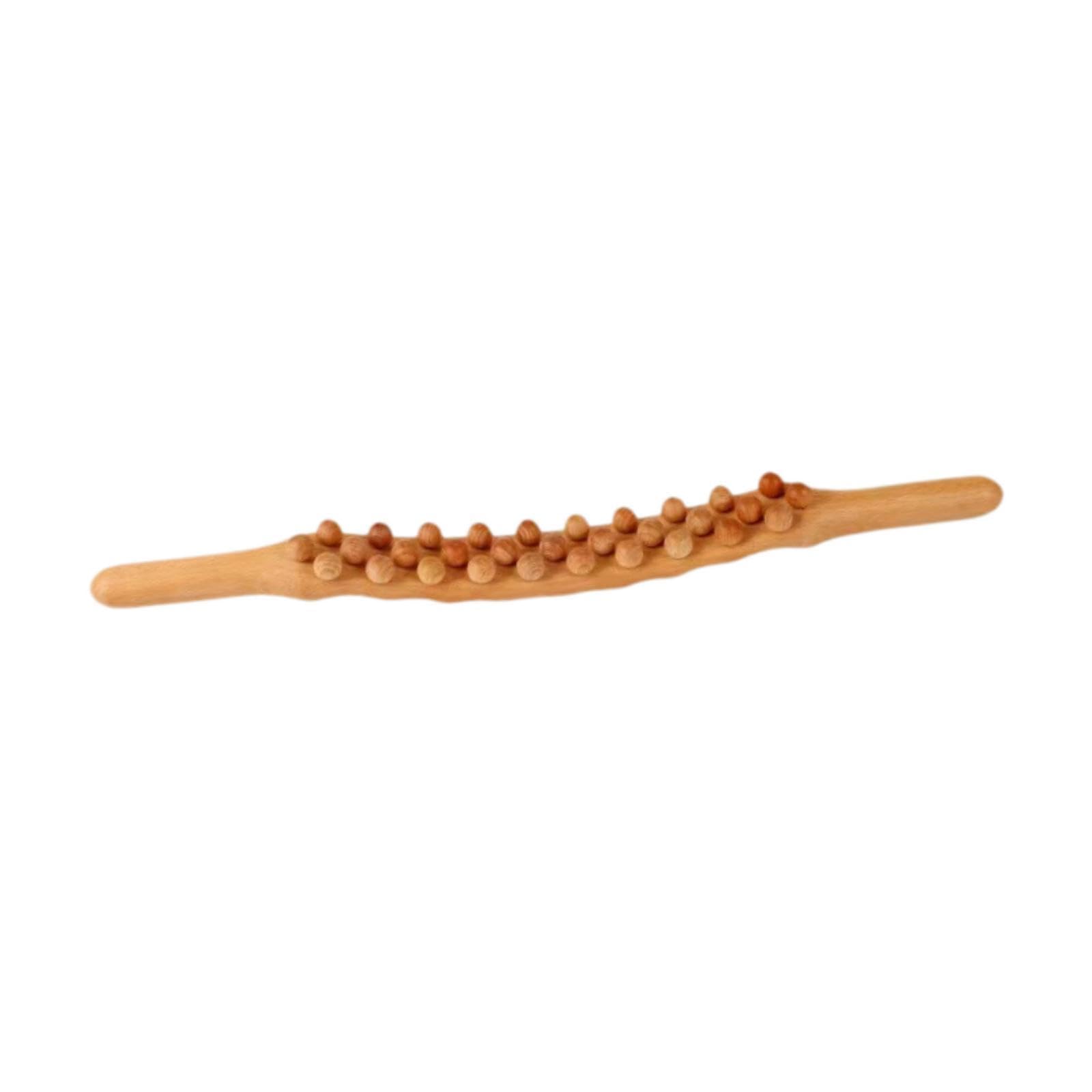 Asta massaggiante in legno, strumento Guasha per massaggio drenante con perline, ideale per palestra e uso domestico, Perline Color Legno 31