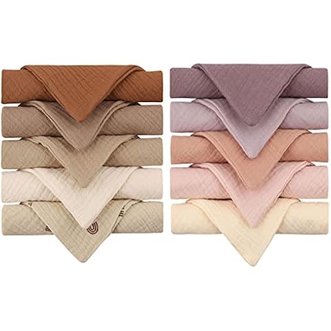 Reoyloep Musselin Tücher für Baby, 10-Pack Musselin Quadrate 23x23cm/9.06"x9.06" Baby Burp Tuch Baumwolle Gesichtstücher Super Soft… Cover