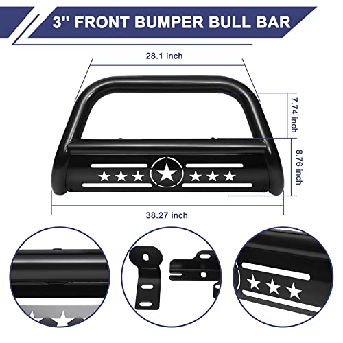 Aishan Bull Bar Pickup Truck 3" Brush Grille Guard With Removable Skid Plate Front Bumper, Compatible With 2004-2022 F150 / 2003-2017 Expedition/ 2006-2008 Mk-Lt/ 2003-2014 Navigator, Black #TOP2
