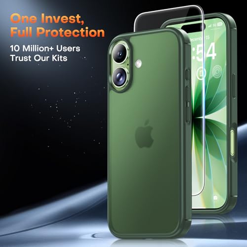 Image of TAURI for iPhone 17 Case, with Screen Protector, Matte Green