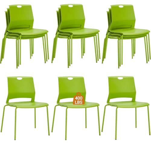 Image of Sidanli 12 Pack Stackable Chairs, Waterproof One-Piece Molded Seat, Green