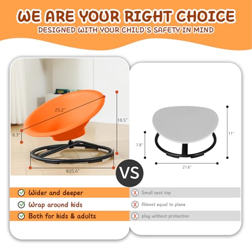 HAPPYMATY Spinning Chair for Autistic Kids, Sit and Spin Toys for Age 3+, Sensory Swivel Chair Enhancing Motor Skills, Educational Indoor & Outdoor Toys (Orange) by HAPPYMATY - Image 3